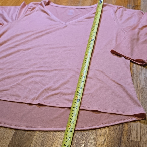 Jennifer‎ Lauren Plus XL Solid Blush Pink V-Neck 3/4 Sleeve Pullover Blouse - Picture 6 of 8